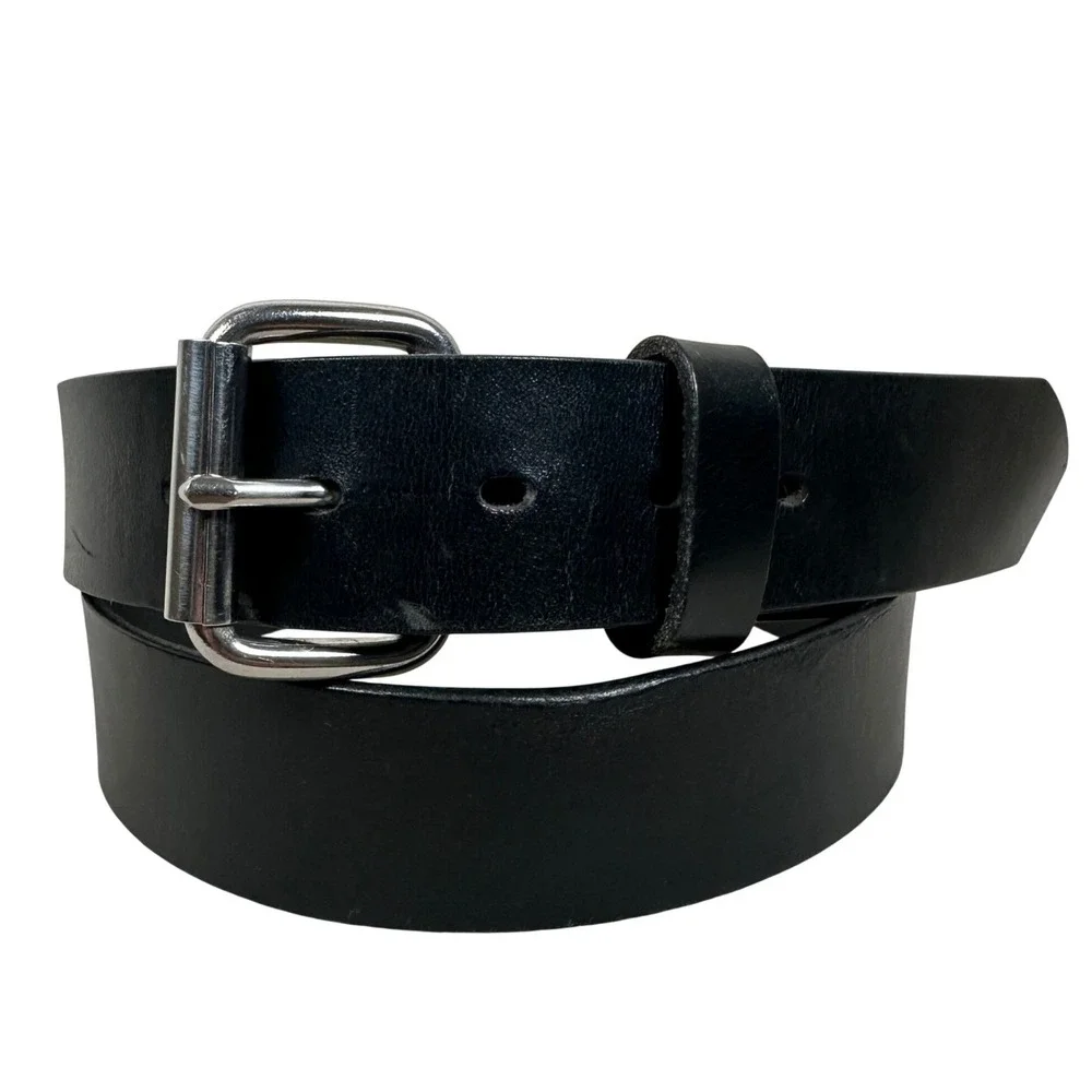 Gingerich Leather Mens Black Leather Belt‎ Silver Buckle Size 40 Made in USA